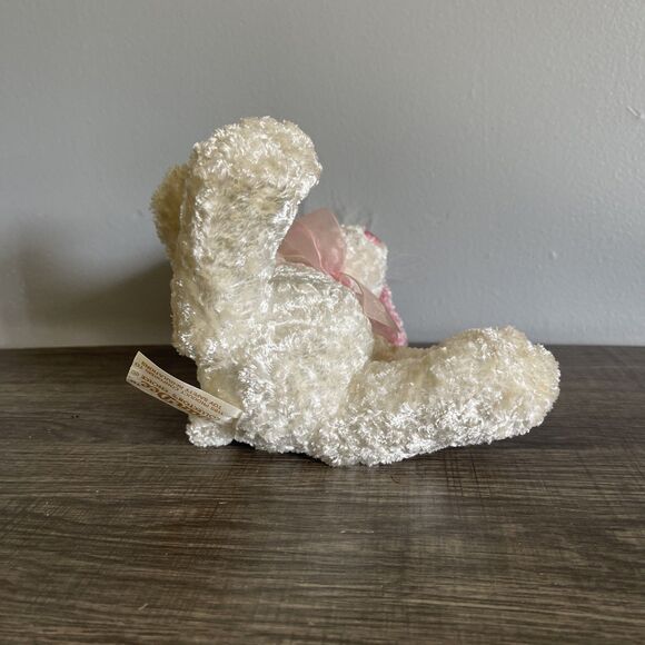 Dan Dee Victorian White Teddy Bear Plush Pink Hat & Neck Ribbon Stuffed Toy 10” - Picture 7 of 8